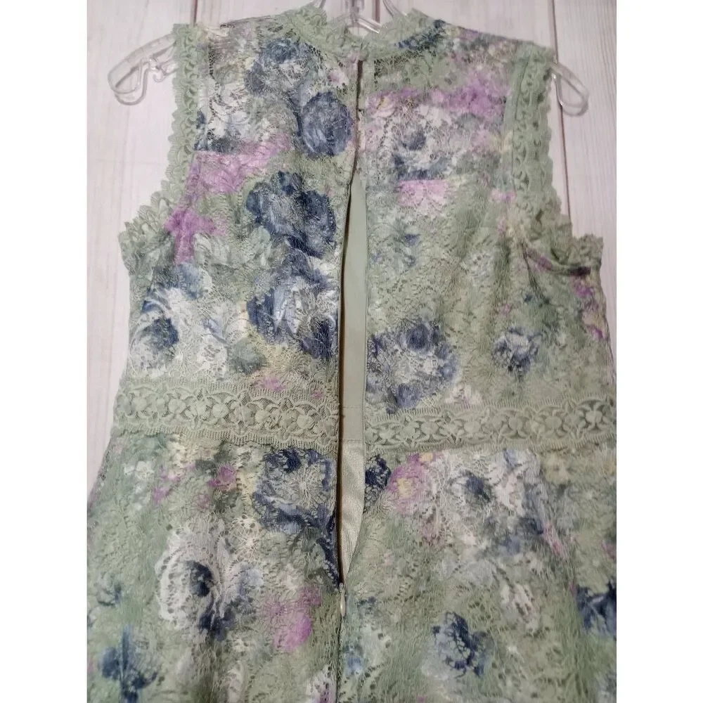 Knit works Dress Girls 16 1/2 Green Lace‎ Overlay Sleeveless